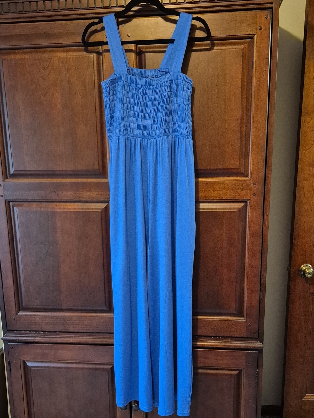 Blue Smocked-Strap Womens One Piece Jumpsuit - Unbranded